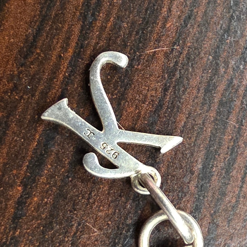 Sterling Silver Script Initial K Pendant Charm 925 Letter K Hallmark 0.72g - Picture 5 of 16
